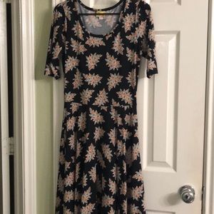 LulaRoe black dress with multi color print